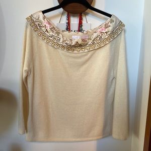 Anthropology- Snak lambs wool  and angora sweater